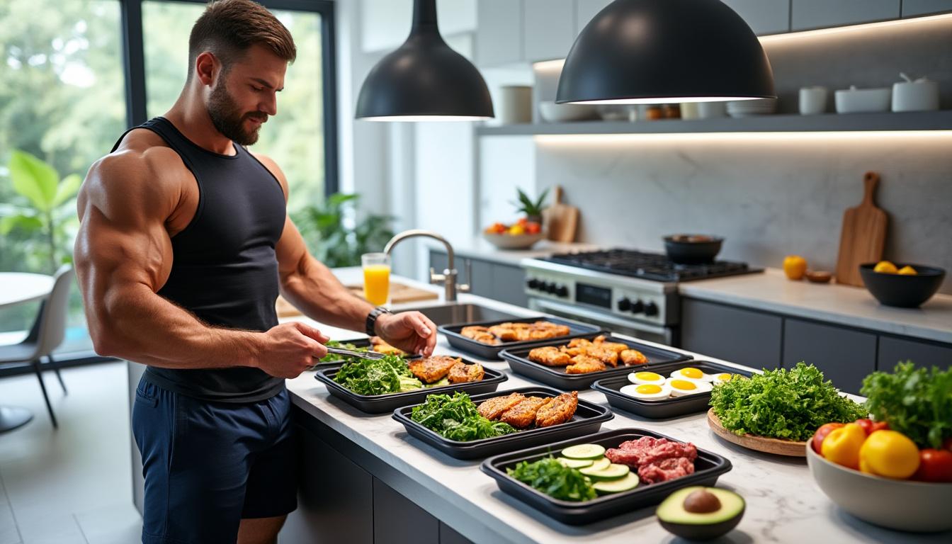 découvrez comment préparer 5 repas protéinés pour la musculation en seulement 60 minutes avec notre guide de batch cooking efficace et rapide.